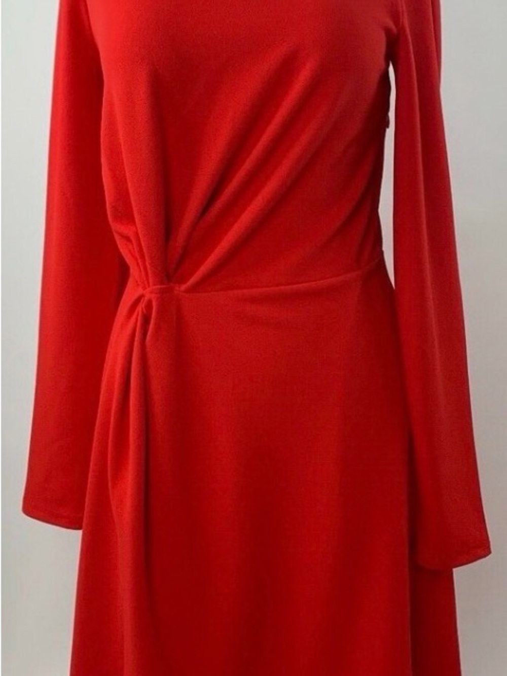 Gibson- Latimer Red Twist-Front Long Sleeve Women's Dress
